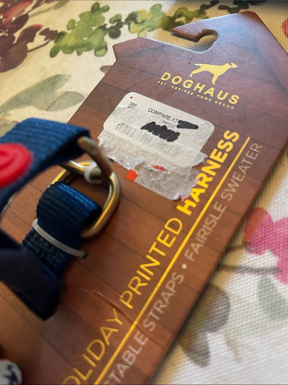 Holiday Printed Dog Harness in Navy and White with Reindeer